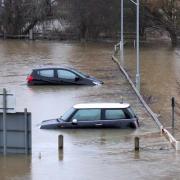 Submerged cars at Wallingford Splash Pool car park