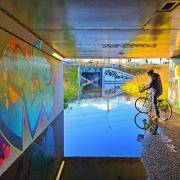 A cyclist in the underpass at Redbridge. Photo: Lucie Johnson