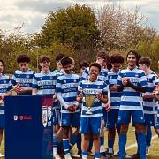 Oxford City U16s holding the FA County Cup