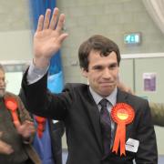 Sean Woodcock celebrates winning for Labour in Banbury Ruscote.