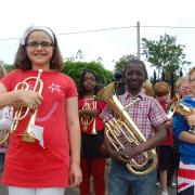 Marion Hendy, 10 and Year 5 playing in the parade