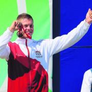 Dan Rivers celebrates his Commonwealth Games bronze medal yesterday
