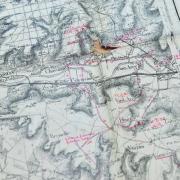 Marks in red show where the 2nd Oxfordshire and Buckinghamshire regiment fought in September 1914