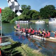 Abingdon Vesper Rotary Club Dragon Boat Racing on the River Thames at Rye Farm Meadow