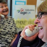 Happy days: Agnes Tew, left, and Sarah Fonzarelli are volunteer phone friends at Age UK