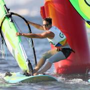 Bryony Shaw during Sunday's medal race in the RS:X women's windsurfing at the Rio Olympics Picture: Martin Rickett/PA Wire
