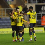 Jack Payne (No 10) is congratulated after scoring his second goal of the night Picture: David Fleming