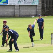 WHAT A HAUL: Tom Lydford-Brace in full flight during his spell of 5-2 for Oxfordshire Under 15s away to Cornwall at Camborne CC