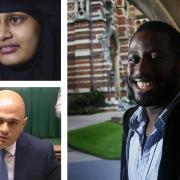 Clockwise from top left: Shamima Begum (screengrab from ITV news); Oxford University student Roy Celaire (Ed Nix/ Oxford Mail) and Home Secretary Sajid Javid.