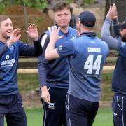 Oxfordshire's players celebrate a Shropshire wicket on Monday Picture: Ric Mellis