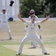 Horspath’s Will Robertson successfully appeals for lbw against Shazad Rana last season – one of his six Banbury victims during their draw eight months ago