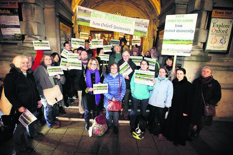 Save Port Meadow protesters at Oxford Town Hall on Thursday night