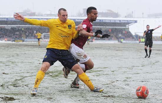Pictures from Oxfords defeat away at Northampton, with Oxford's play-off dreams in tatters