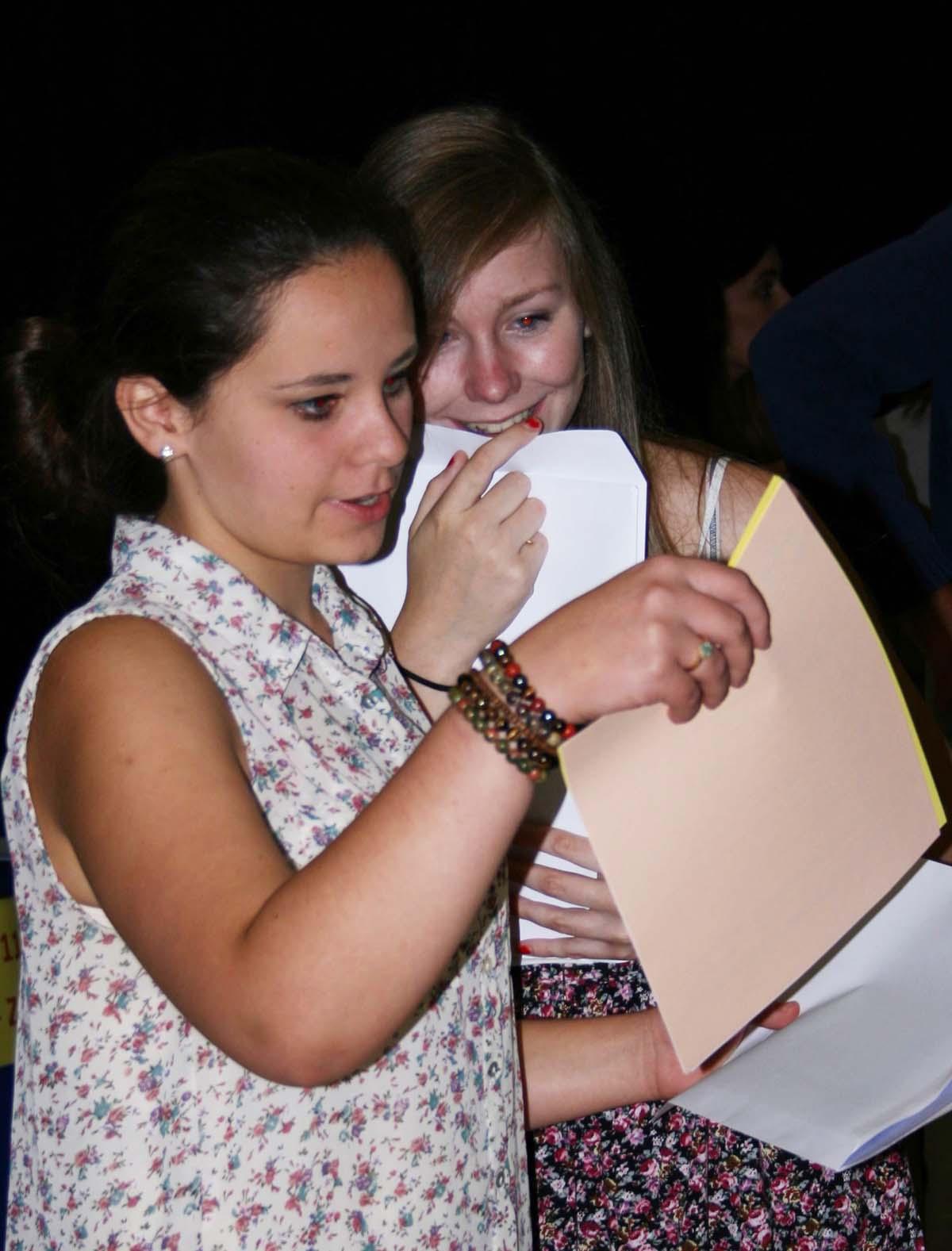 Students from around Oxfordshire receiving their GCSE results on 22 August 2013