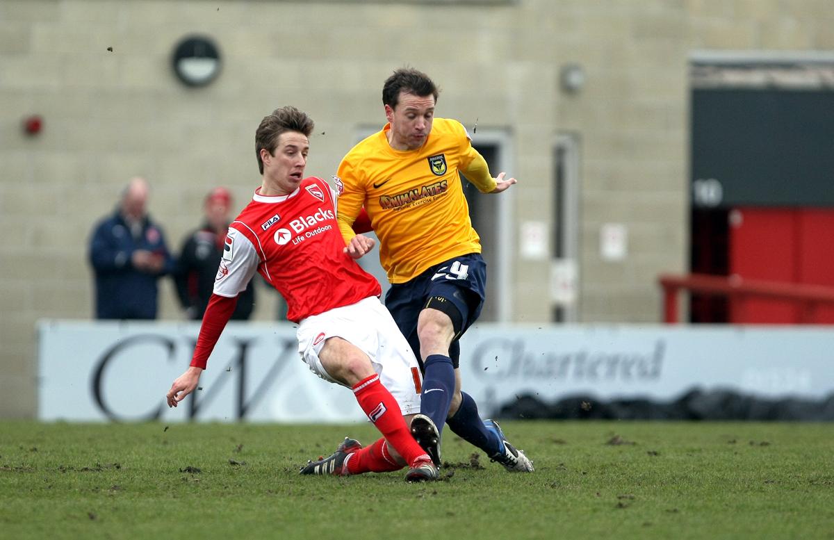 Action from Morecambe v Oxford United
