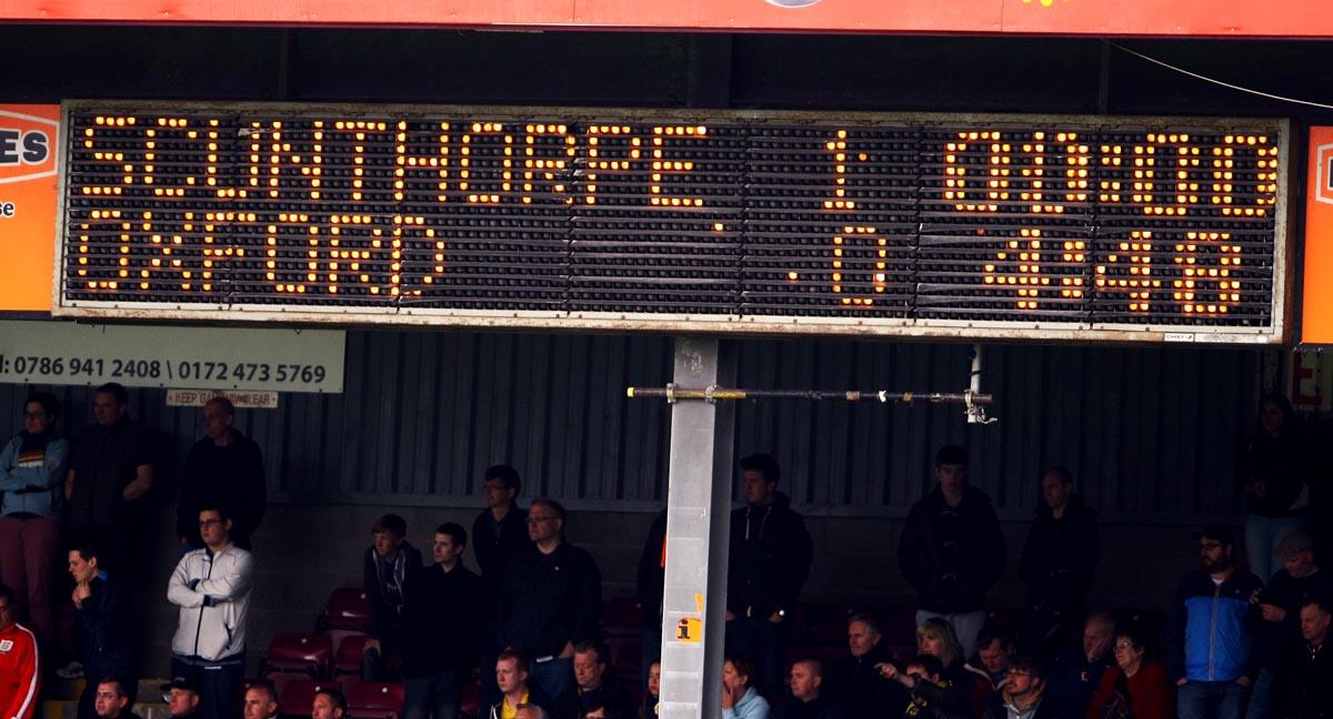 Scunthorpe v Oxford United 1-0 win