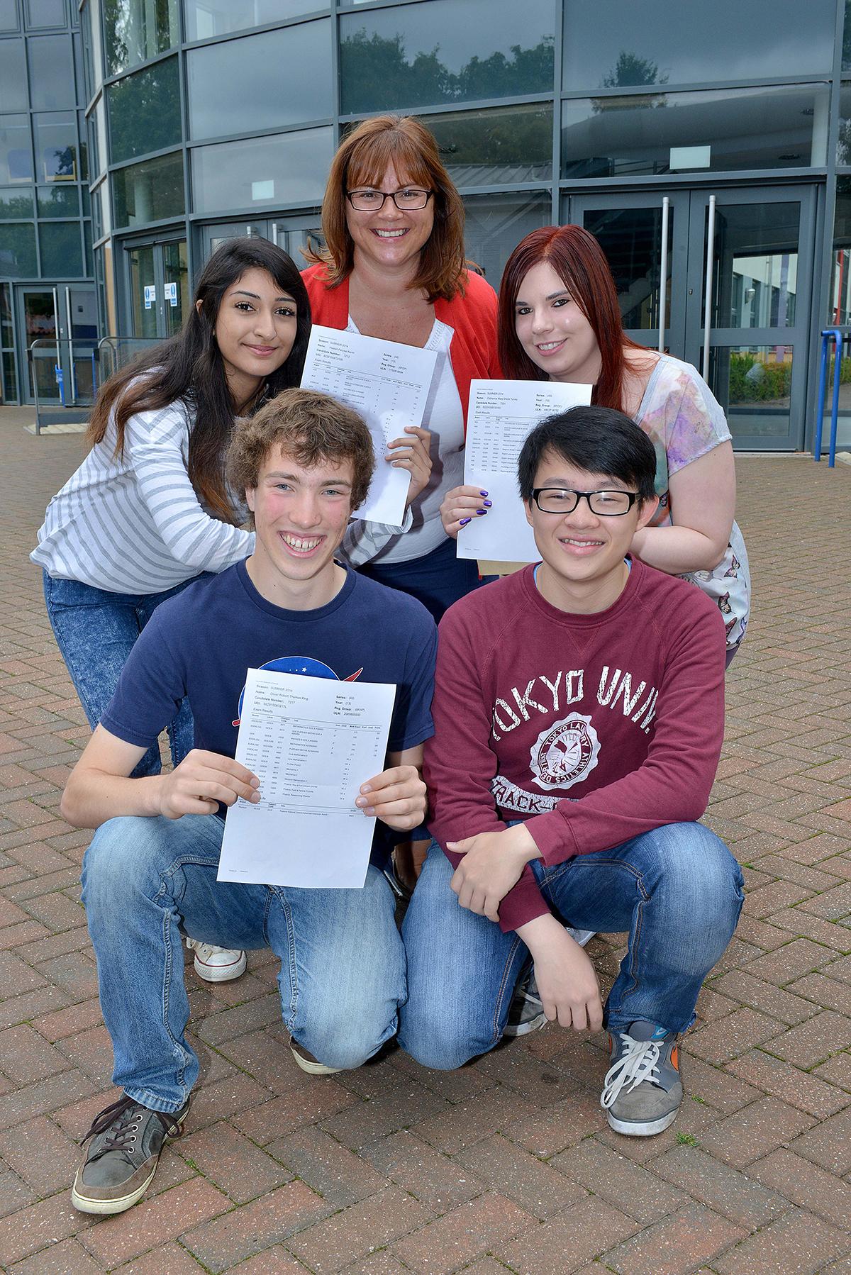 Pictures from around the counties school of student collecting their A-Level results