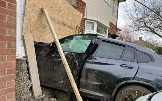 A car smashed into the house in Marston in February