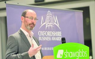Neil O’Regan, managing director of Shawcity – a past winner of the Small Business Award – talking at the launch of the 2015 Oxfordshire Business Awards held at Mercedes-Benz in Kidlington