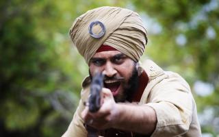 Raminder Uberoi, a volunteer at the National Army Museum, takes part in the re-enactment at the Dragon School. Picture: Ed Nix