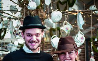 Celebrity Chef John Whaite, and actress Fiona Fullerton, at Burford Garden Company's Mad Hatter’s Tea Party         Pictures: OX64976  Aimee Kirkham