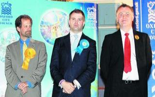 Oxford East candidates Steve Goddard, left, Ed Argar and Andrew Smith, right