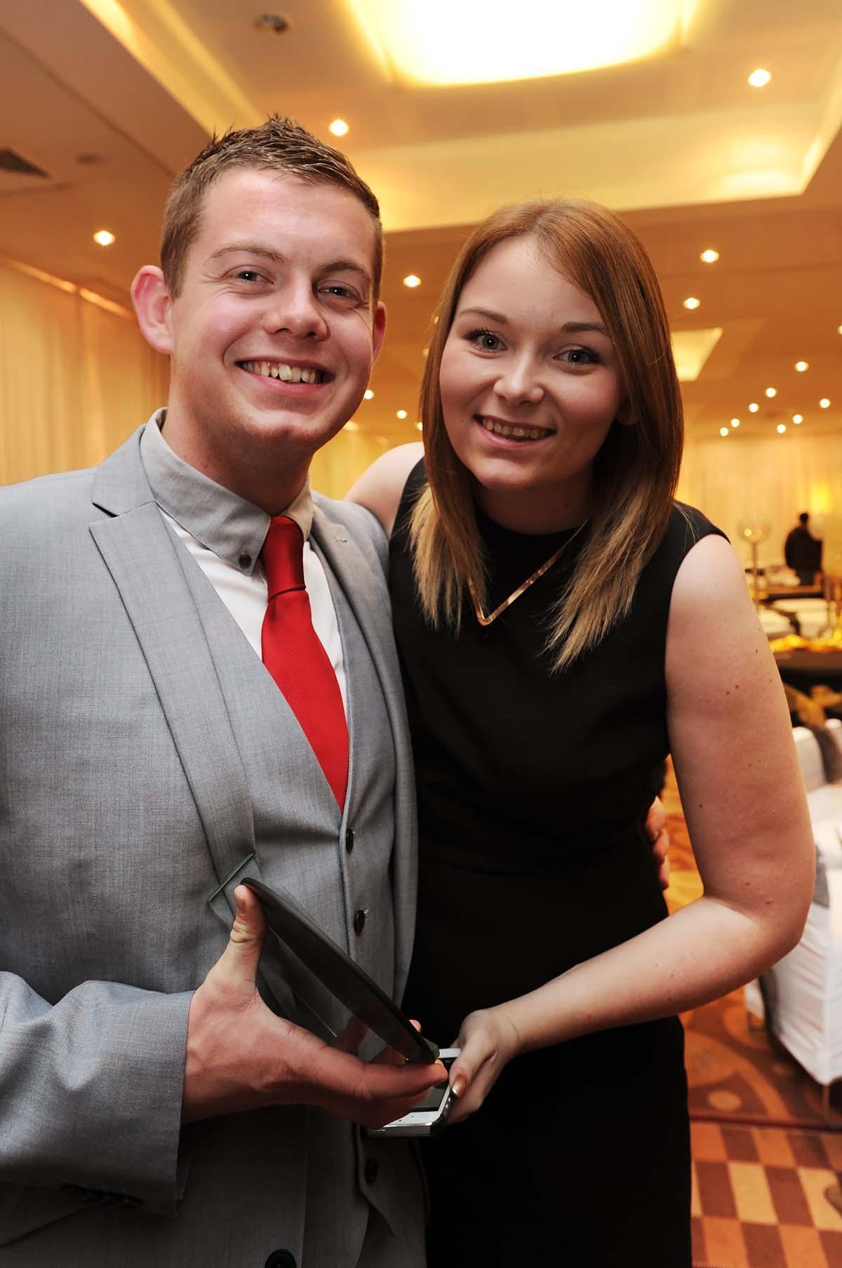  Sportsman of the Year, Daniel Rivers, who won a gold medal at the Commonwealth Games 2014 for 50m Rifle and bronze in the 20m Air Rifle. He is pictured here with his partner Vicky Campbell.