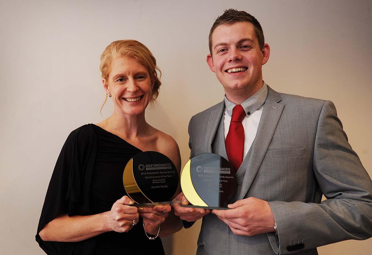 Pictured are the Sportswoman and Sportsman of the Year, Janette Cardy (Aquathon), and Daniel Rivers (Shooting).
