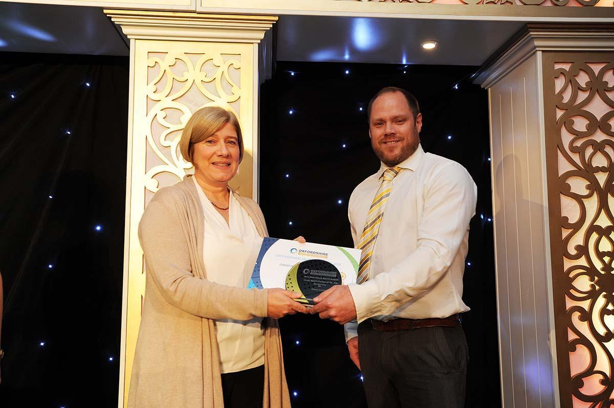 The winner of Junior Sports Person of the Year, Alexis Canter, was not able to attend so  his mum collected his
 trophy.