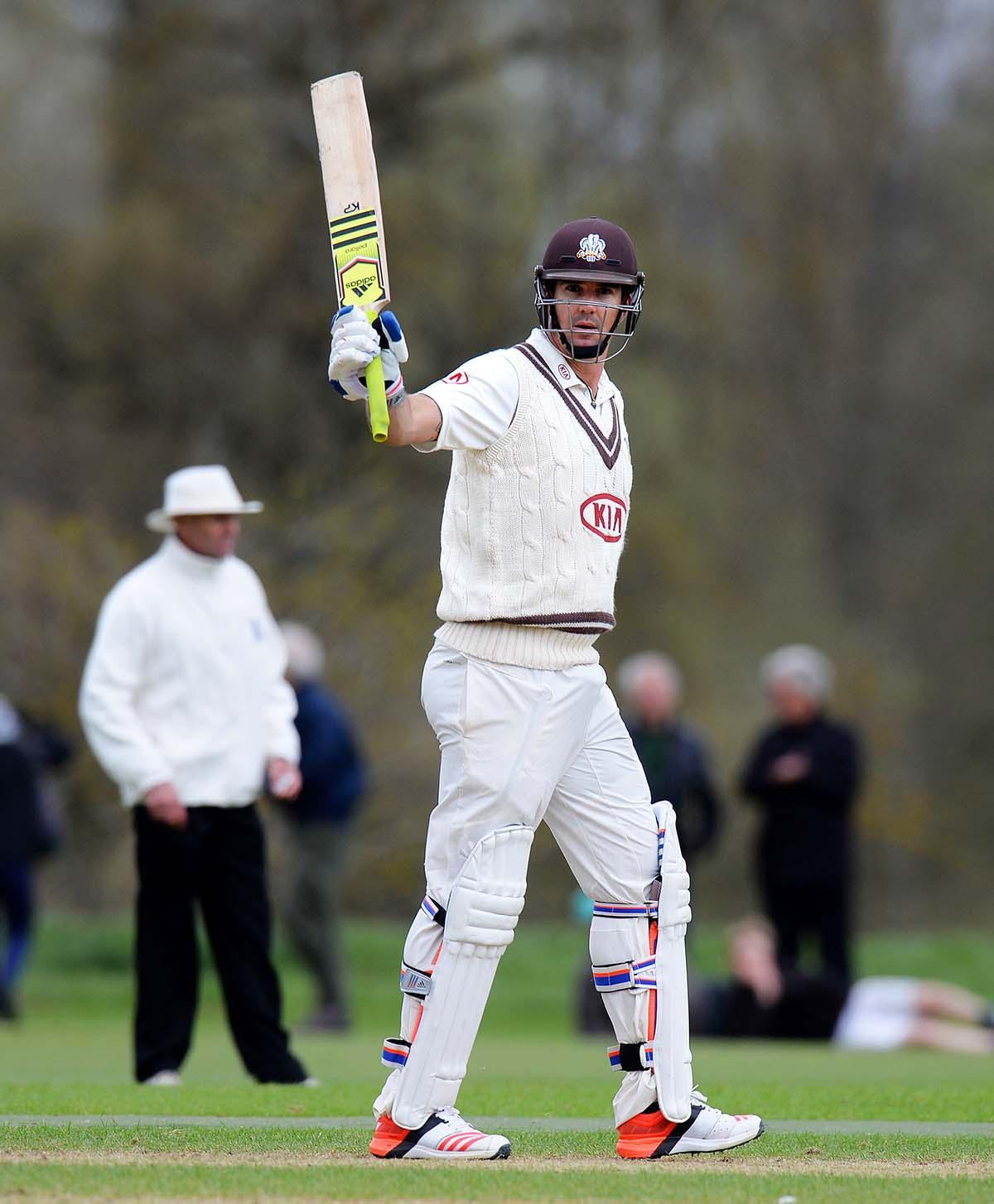 Kevin Pietersen in action during the Oxford MCC Universities v Surrey cricket match in The Parks. Sunday 12th April 2015