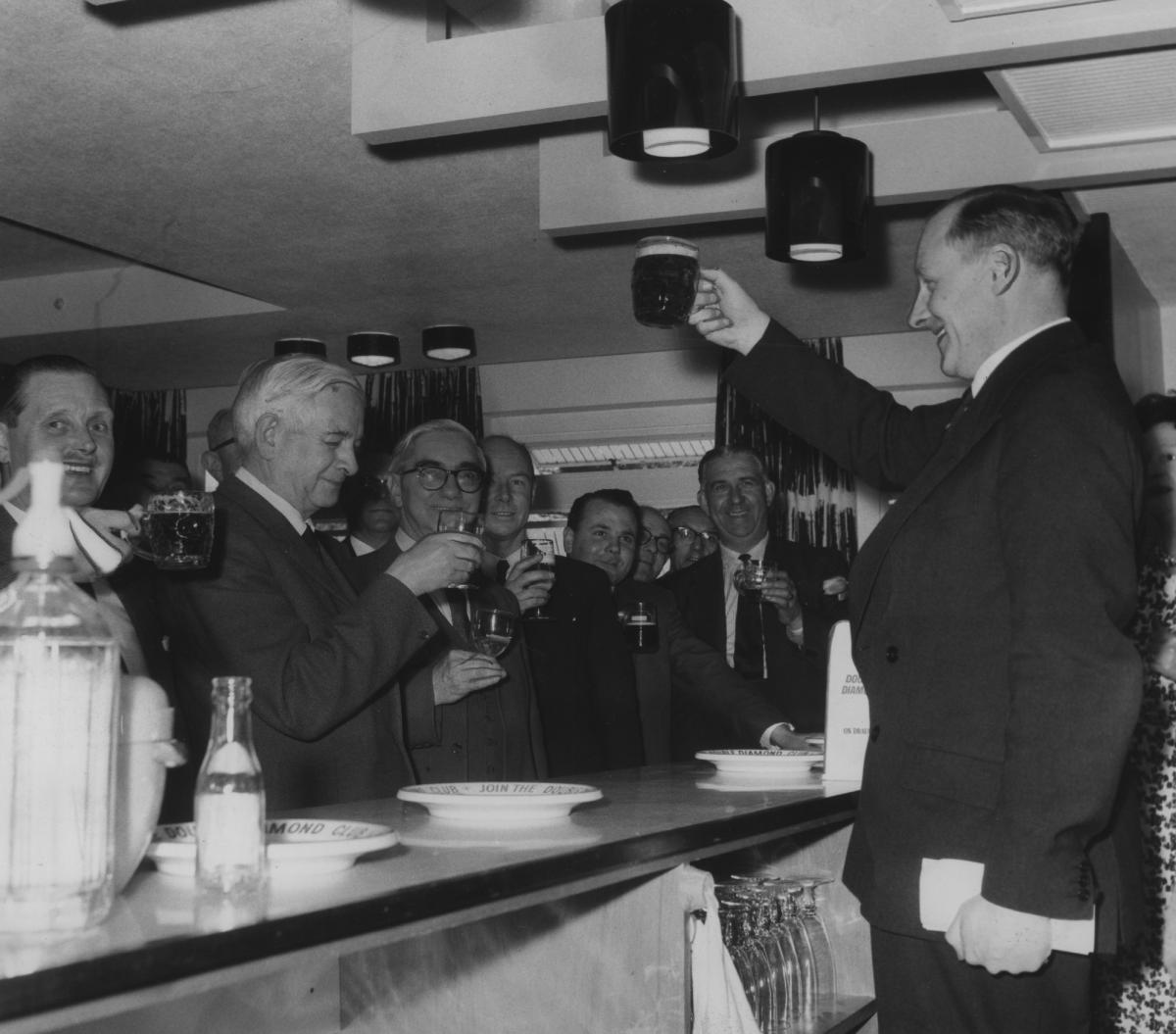 A toast to Princess Alexandra and her husband at The Kings Arms in Banbury Road in 1963.