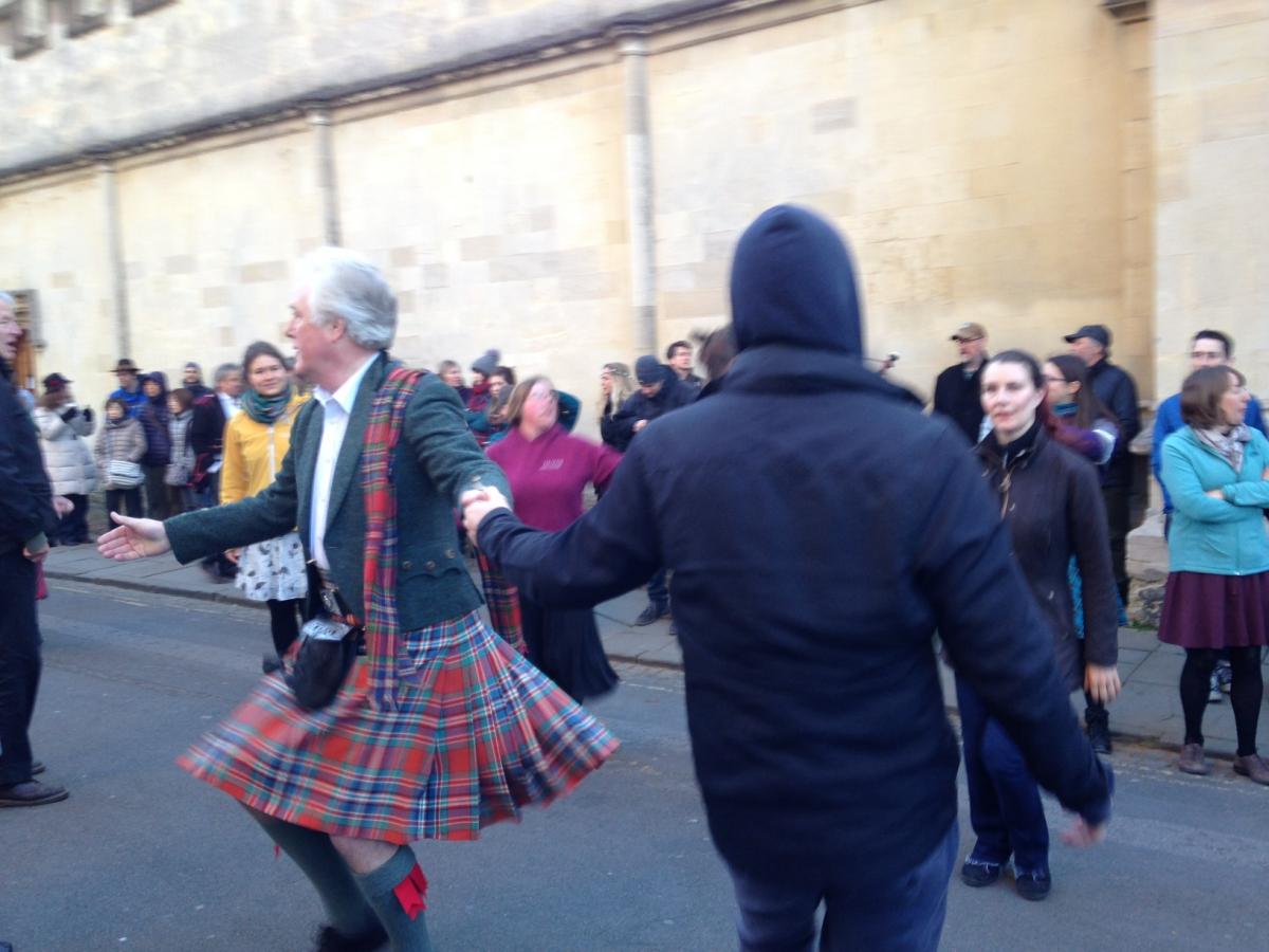 Scottish folk dancing outside the Radcliffe Camera.