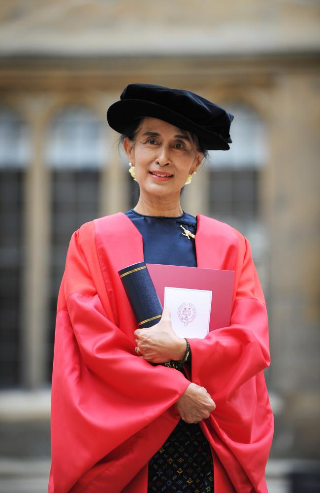 Aung San Suu Kyi on a previous visit to Oxford