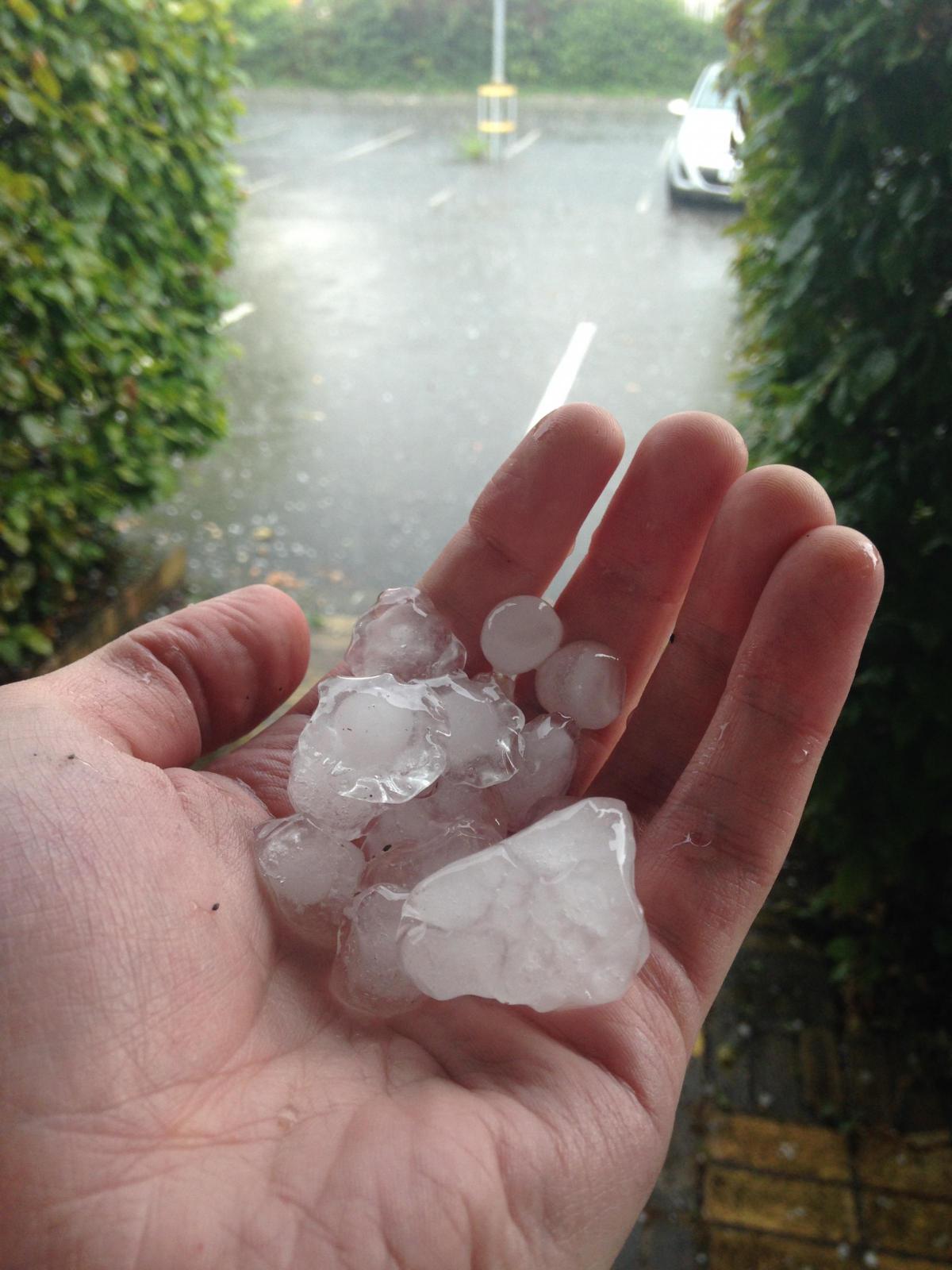 Some of the hailstones that pelted down outside the Oxford Mail offices