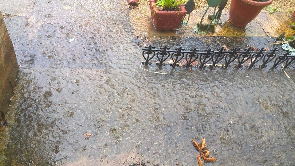 Jackie Simmons in North Oxford shared a picture of her porch flooded with rain and hail