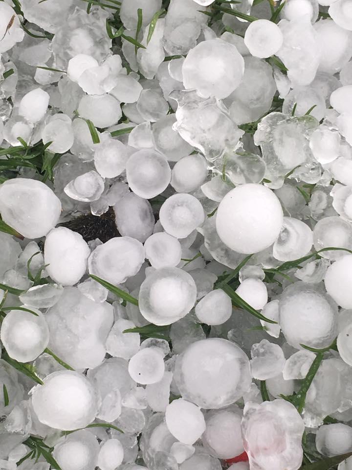 Paul Lowe sent this snap from Boars Hill of the hailstones piled up in grass