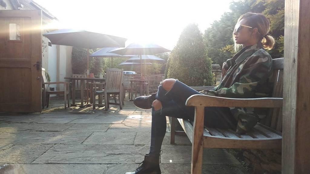 Posting this pic of herself sitting on a bench, British singer Alesha Dixon wrote: Country life! #thebigfeastival. Picture: Twitter