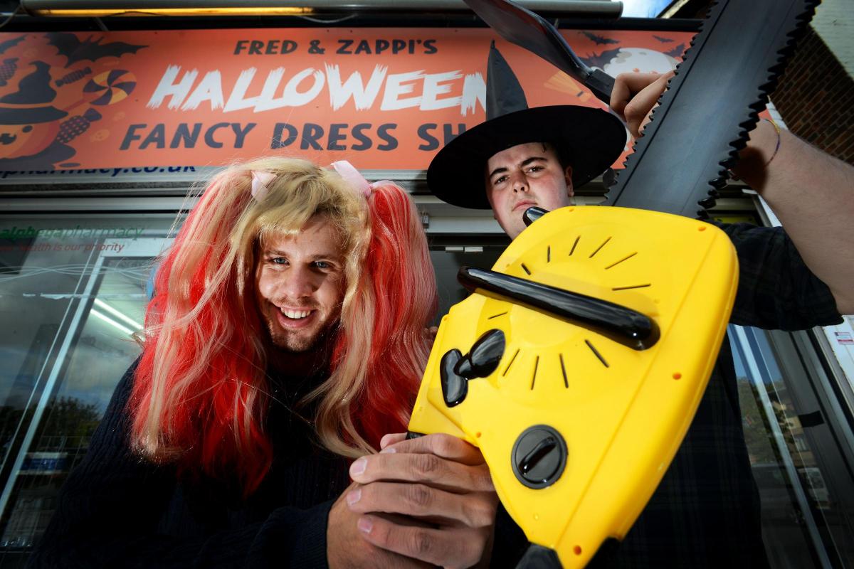 Sam Zappi and Freddie Goodall launched a pop-up  selling Halloween fancy dress from a pharmacy in Cowley Road.