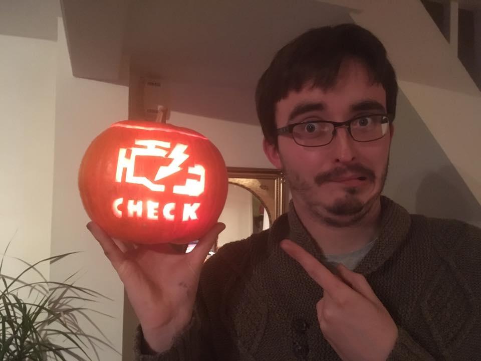 The scariest thing Doug Pocock could imagine to carve into his pumpkin was an Engine Management Warning light!