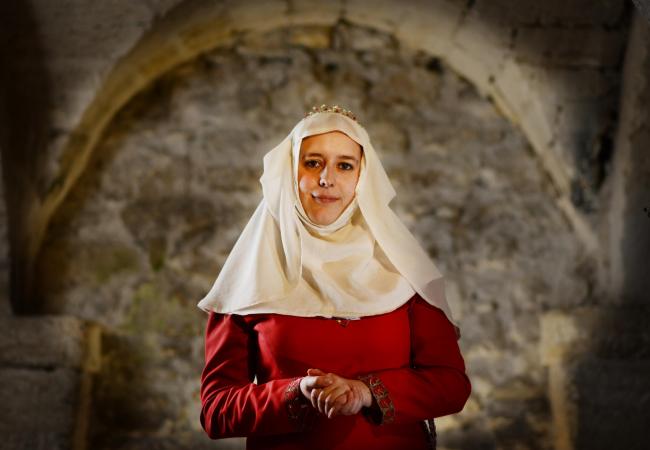 Becca Colmer playing Empress Matilda in the Crypt at Oxford Castle Unlocked. Picture Richard Cave