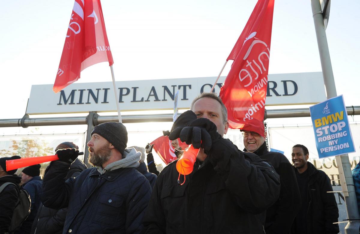 More than a thousand workers at Cowley's Mini Plant go on strike in pensions row 

