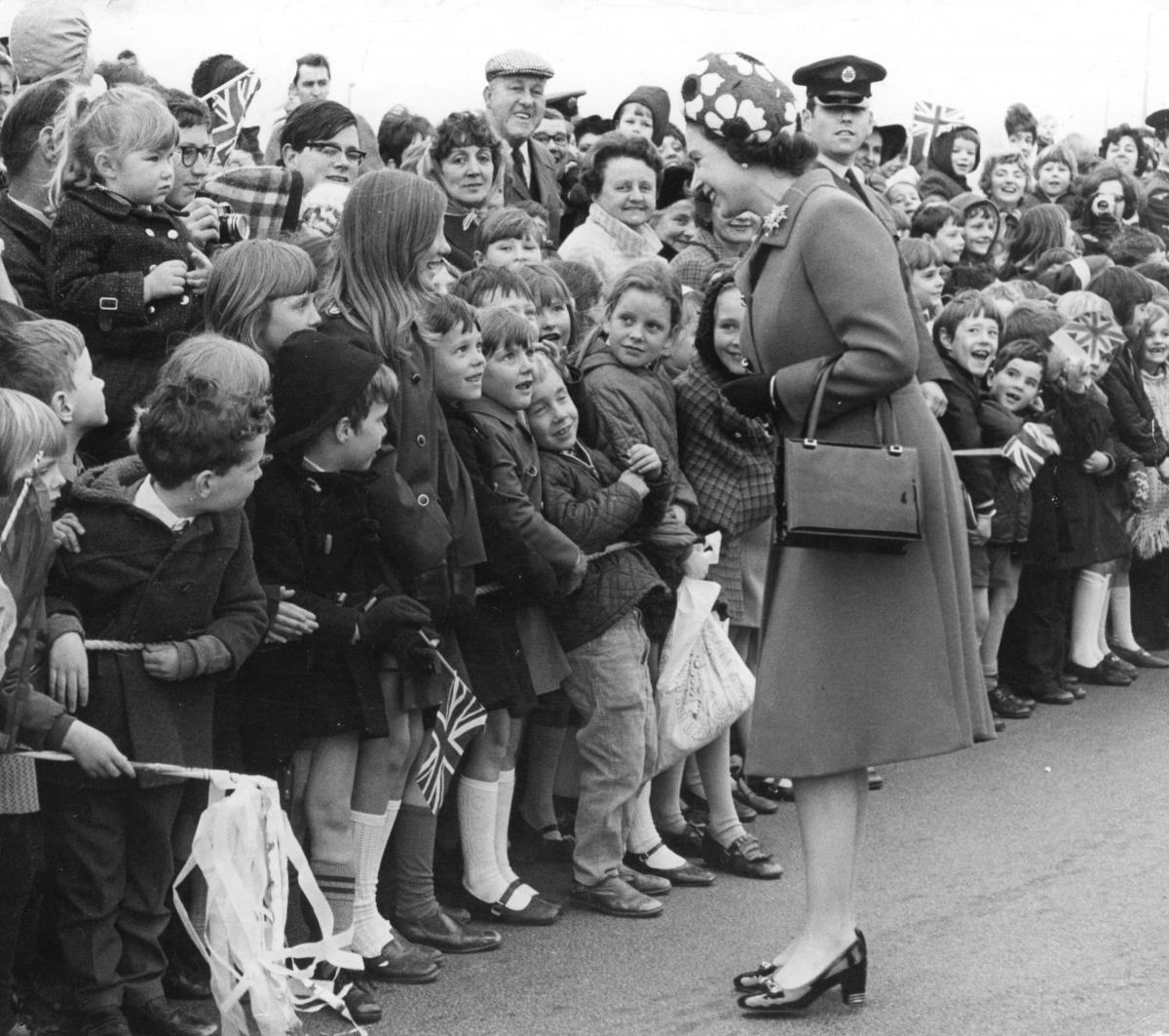 The Queen meets people in Oxford during a visit in 1971.