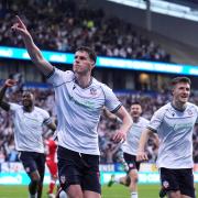 Eoin Toal celebrates his goal during the second leg of Bolton Wanderers’ play-off semi-final