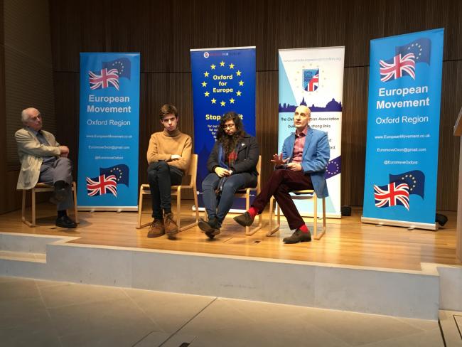 Andrew Adonis (left) speaking at a previous Oxford for Europe event