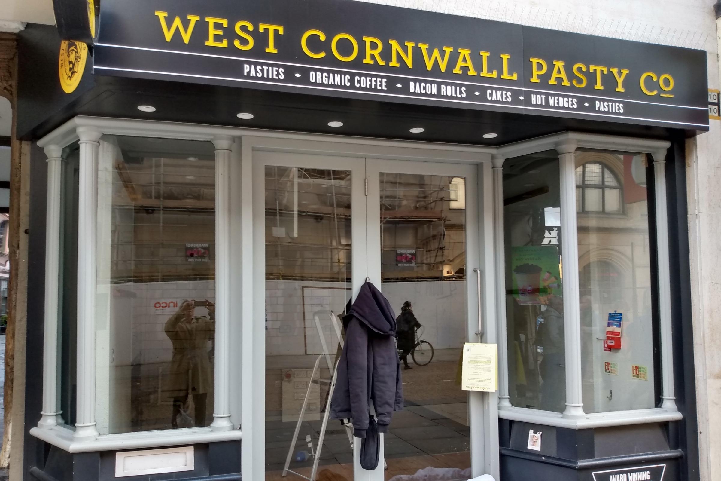 Cornish pasty shop 'closes' in city