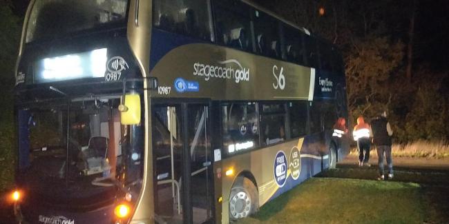 Stuck S6 Stagecoach bus. Picture by Neill Lawson-Smith