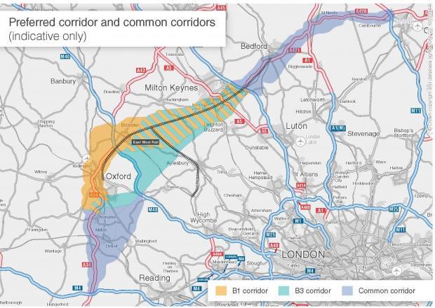 Several routes have been proposed for the Expressway around Oxford. Picture: DfT.