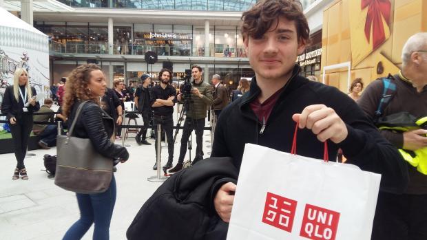 Harry Brown, 17, visits Uniqlo on its opening day