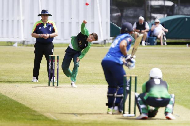 Oxford Downs, pictured bowling, were beaten in the John Goodman Cup final Picture: Ed Nix