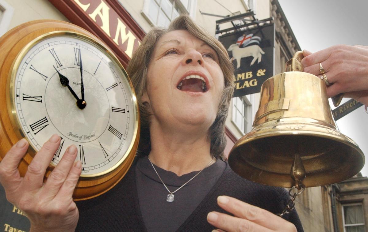 Landlady Lynne Slade calls time at the Lamb & Flag in 2005